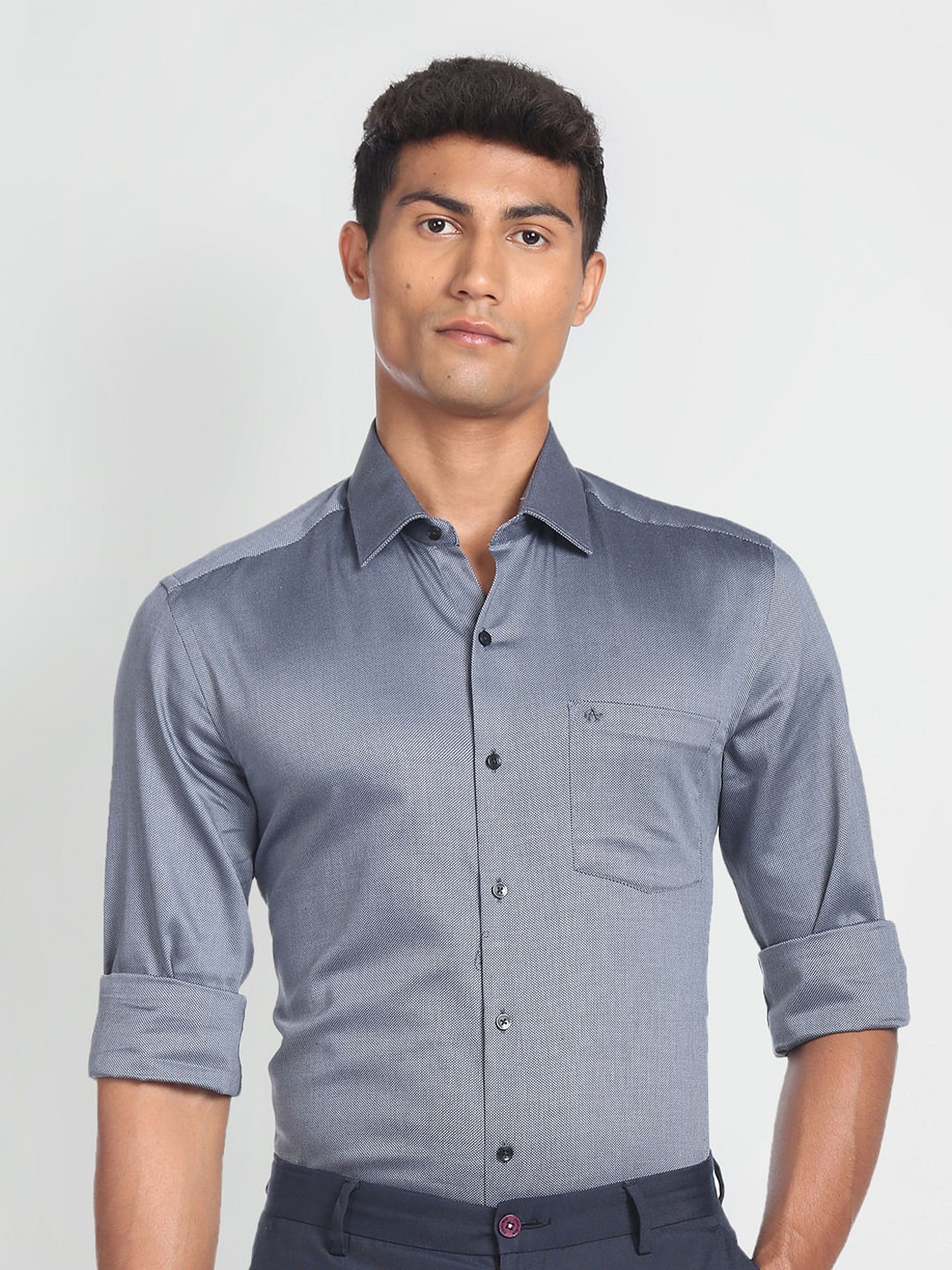 

Arrow Textured Slim Fit Opaque Formal Shirt, Grey