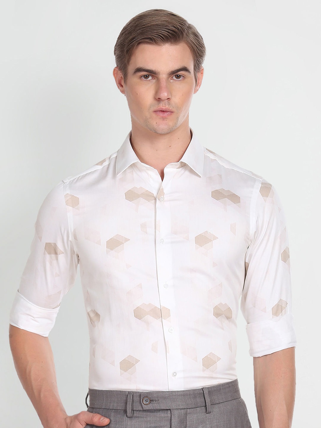 

Arrow New York Geometric Printed Slim Fit Casual Shirt, White