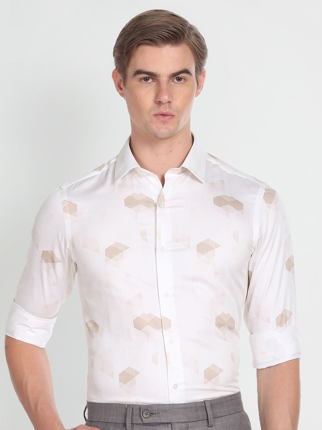 

Arrow New York Geometric Printed Slim Fit Cotton Shirt, White
