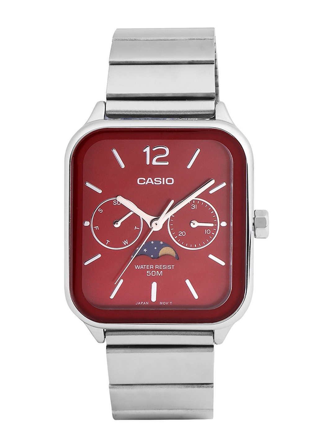 

CASIO Men Stainless Steel Bracelet Style Straps Analogue Watch A2182, Red