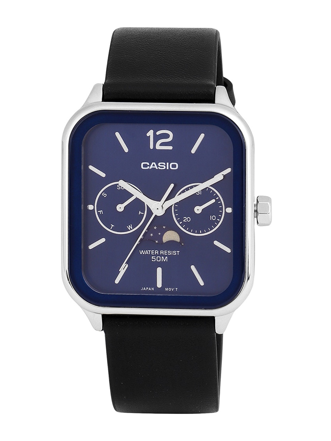 

CASIO Men Leather Bracelet Style Straps Analogue Watch A2185, Blue