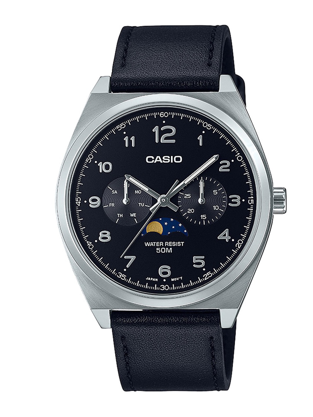 

CASIO Men Leather Straps Analogue Watch A2177, Black