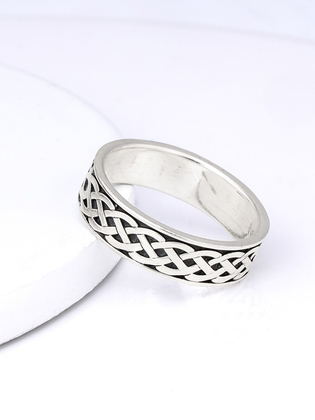 

GIVA Men 925 Sterling Silver Oxidised Textured Finger Ring