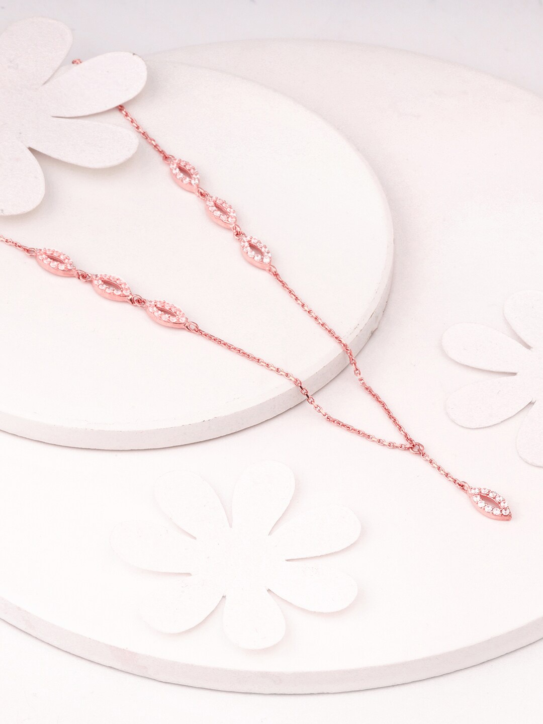 

GIVA Sterling Silver Rose Gold-Plated CZ-Studded Necklace