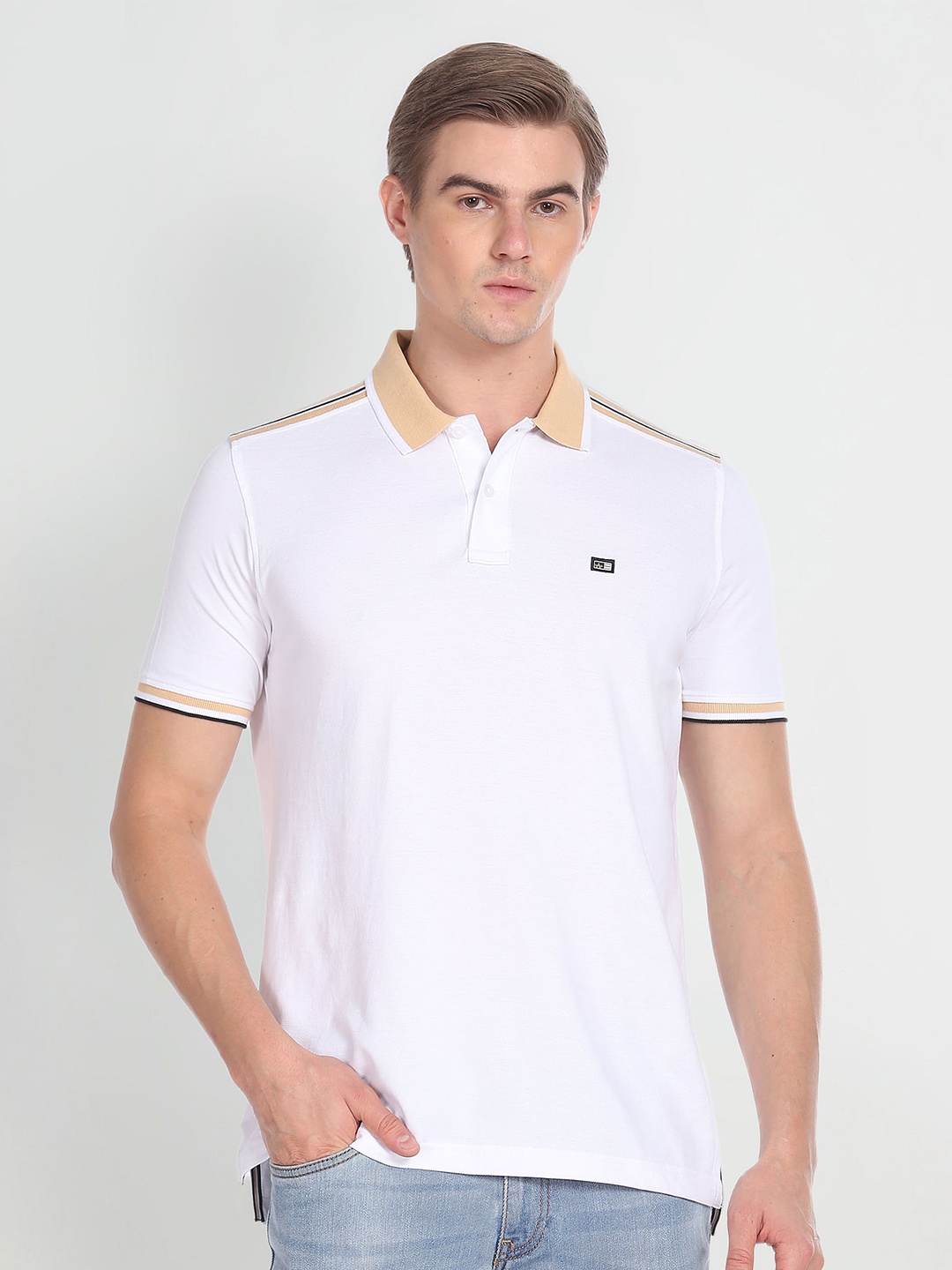 

Arrow Polo Collar Pure Cotton T-shirt, White