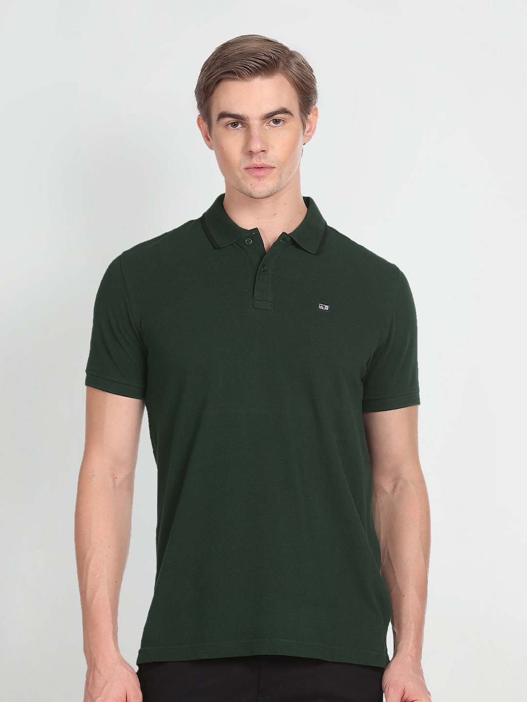 

Arrow Sport Polo Collar Pure Cotton T-shirt, Green