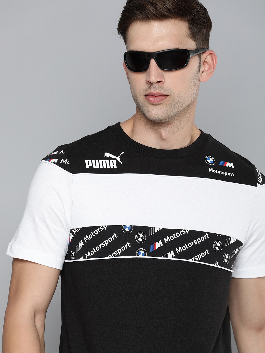 

PUMA Motorsport Colourblocked BMW M Motorspor Pure Cotton T-shirt, Black