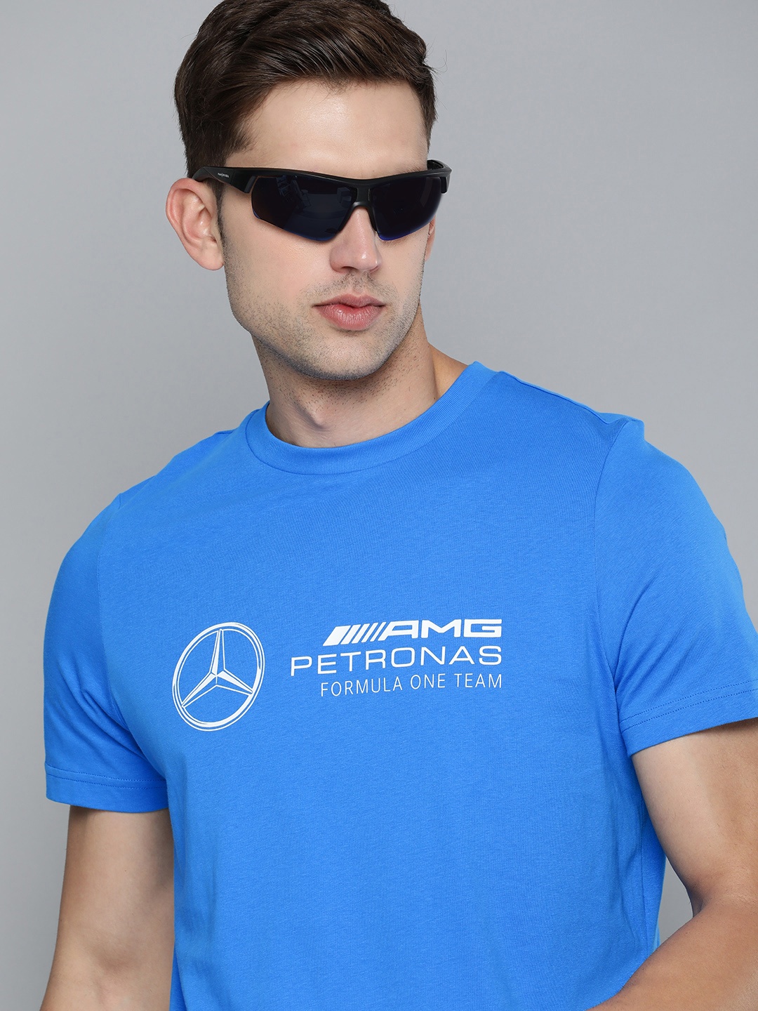 

PUMA Motorsport Mercedes-AMG Petronas Typography Printed Pure Cotton T-shirt, Blue