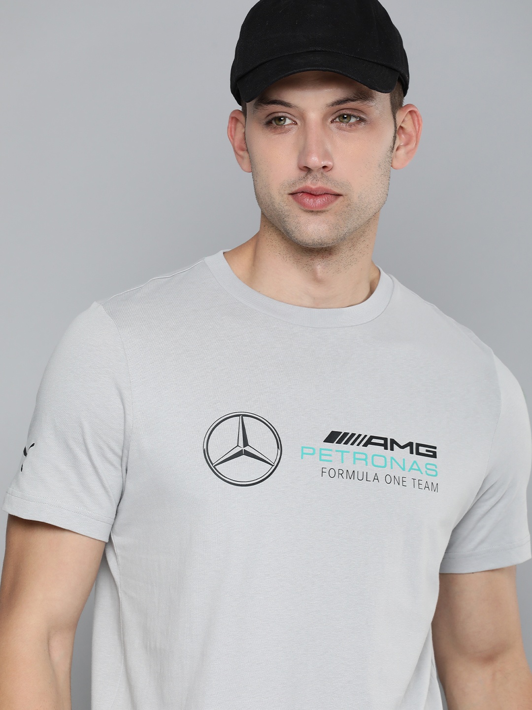 

PUMA Motorsport Brand Logo Mercedes AMG Petronas Printed Pure Cotton T-shirt, Grey