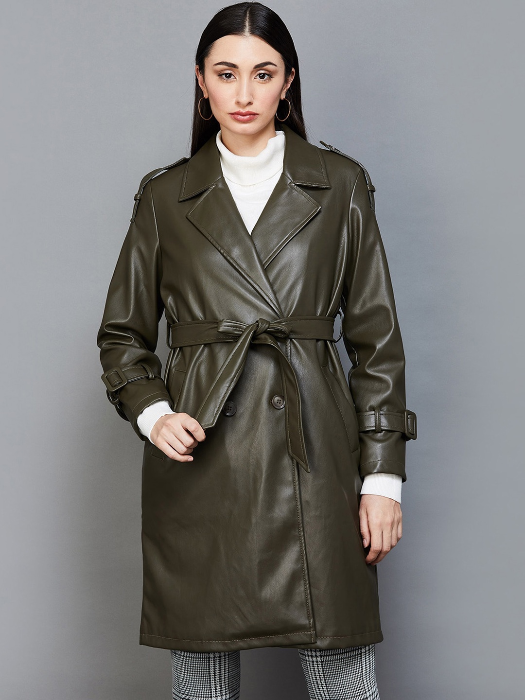 

CODE by Lifestyle Cuban Collar Longline Tailored Jacket With Shoulder Tabs, Olive