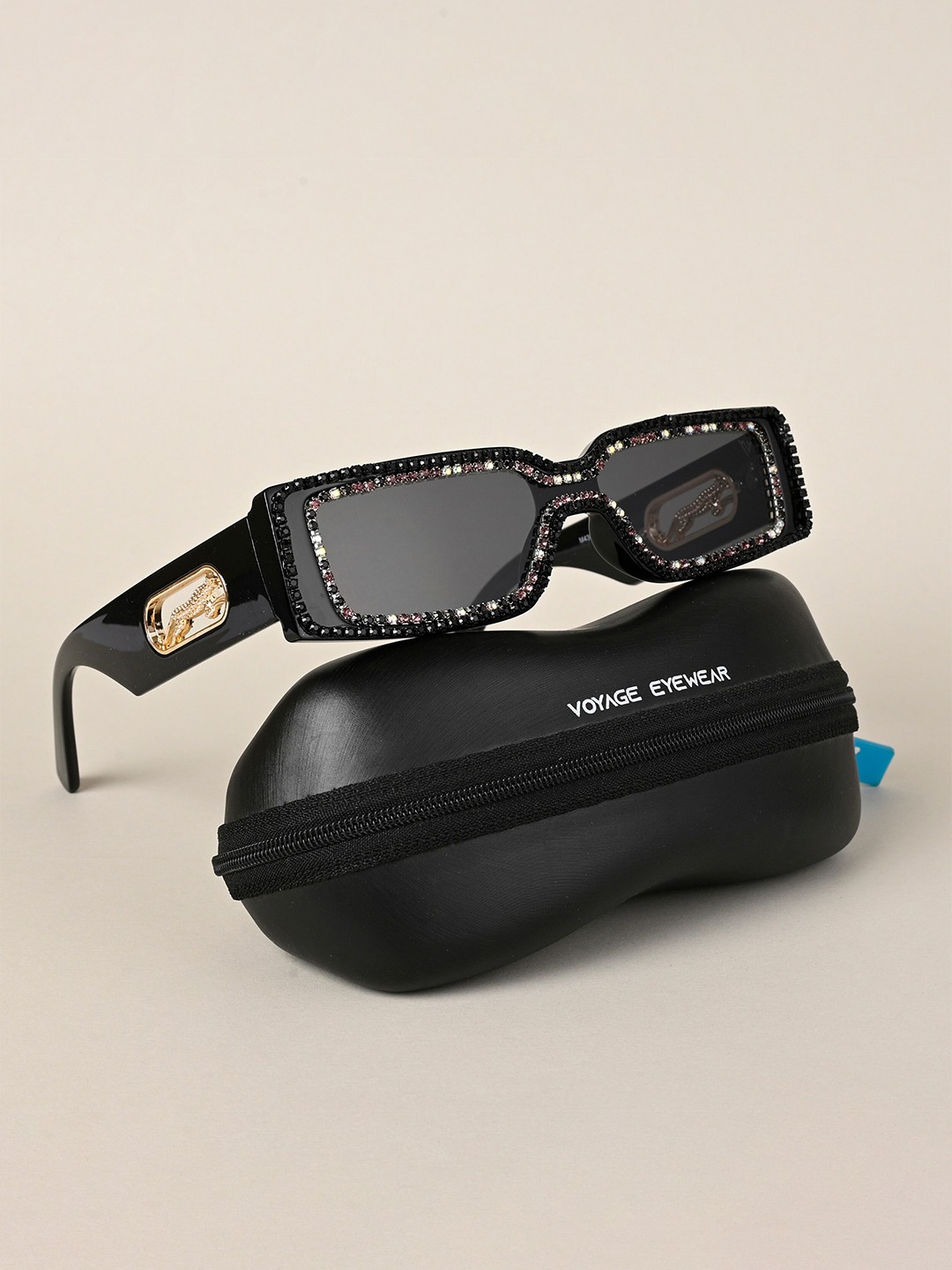 

Voyage Unisex Lens & Rectangle Sunglasses With UV Protected Lens, Black