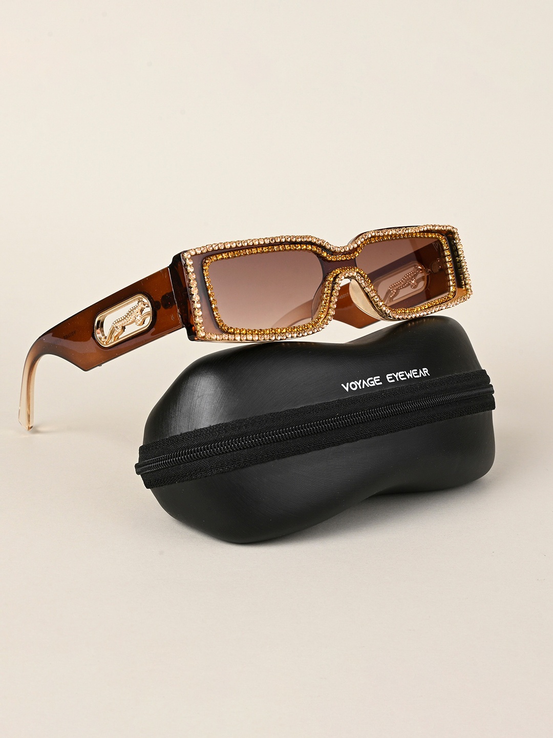 

Voyage Unisex Rectangle Sunglasses With UV Protected Lens, Brown