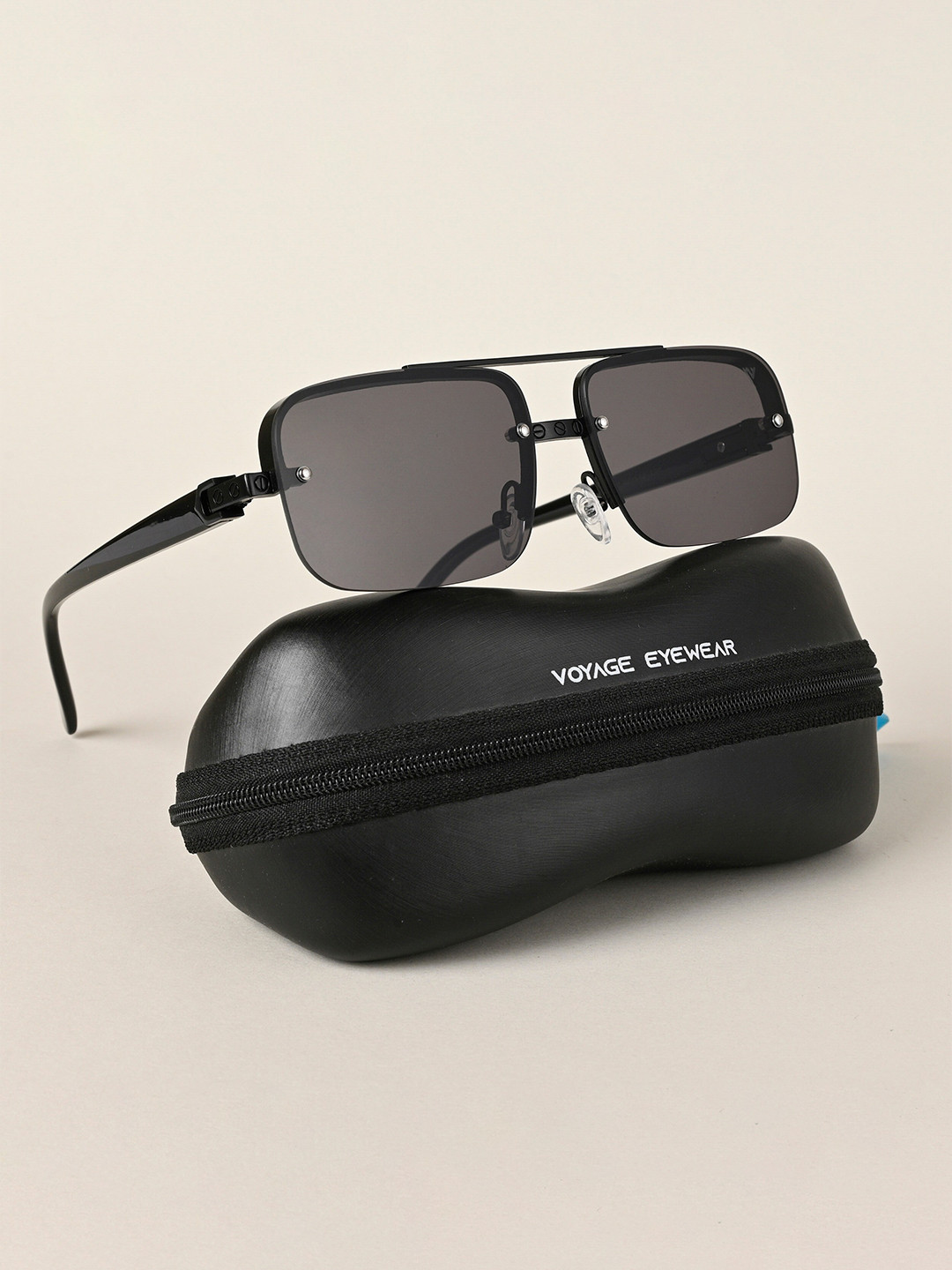 

Voyage Unisex Rectangle Sunglasses with UV Protected Lens 2317MG4503, Black