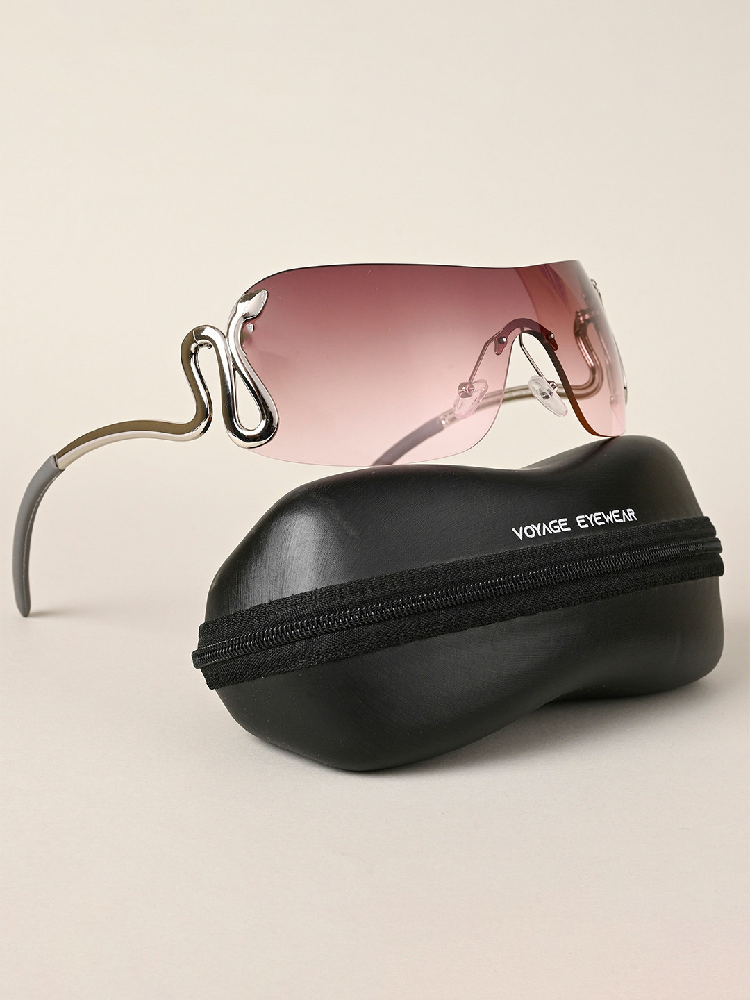 

Voyage Unisex Shield Sunglasses With UV Protected Lens 3559MG4514, Brown