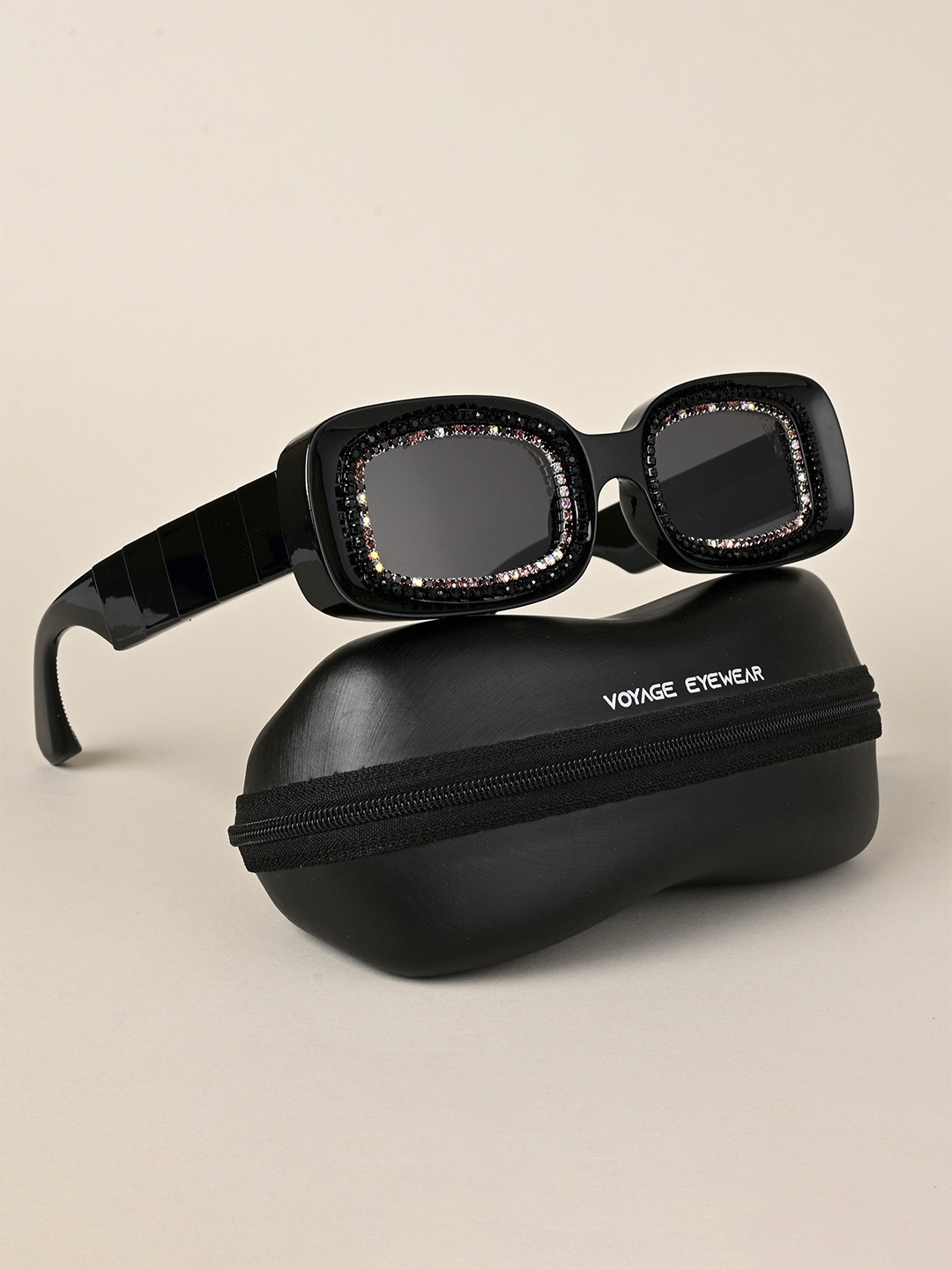 

Voyage Women Oval Sunglasses With UV Protected Lens, Black
