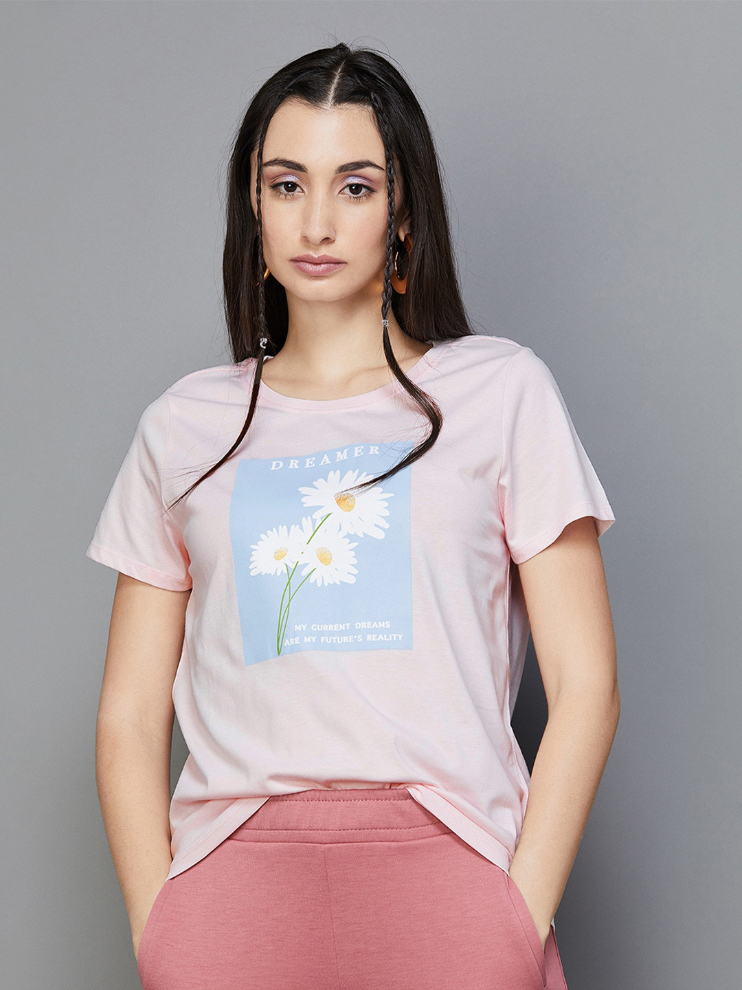 

Fame Forever by Lifestyle Women Printed Pure Cotton T-shirt, Pink