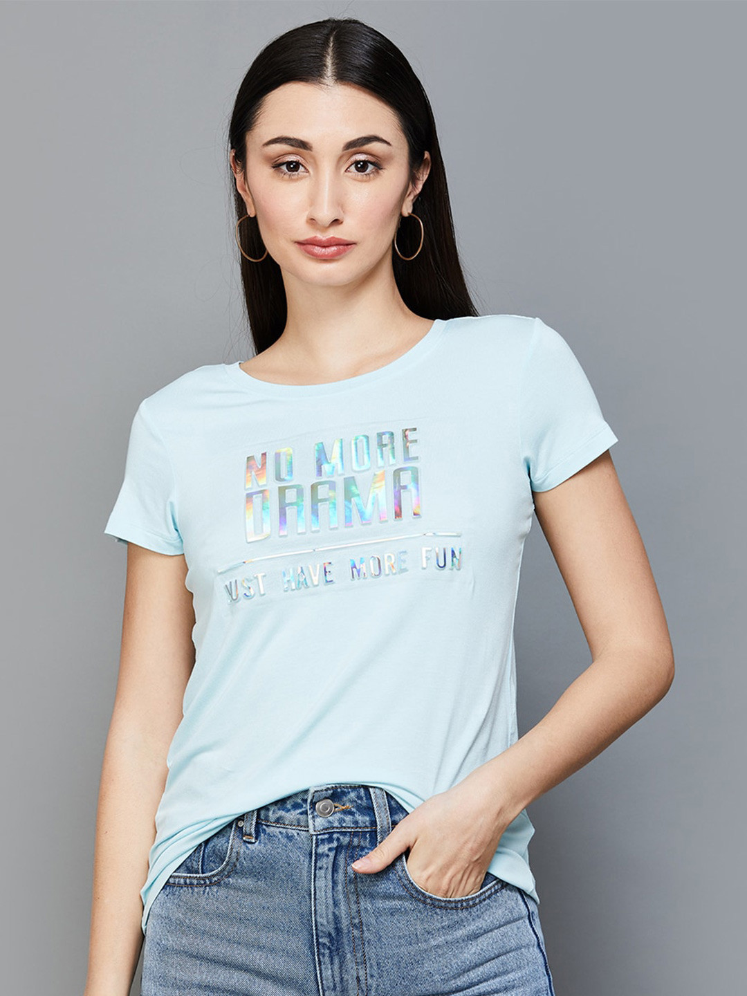 

Fame Forever by Lifestyle Women Typography Printed T-shirt, Blue
