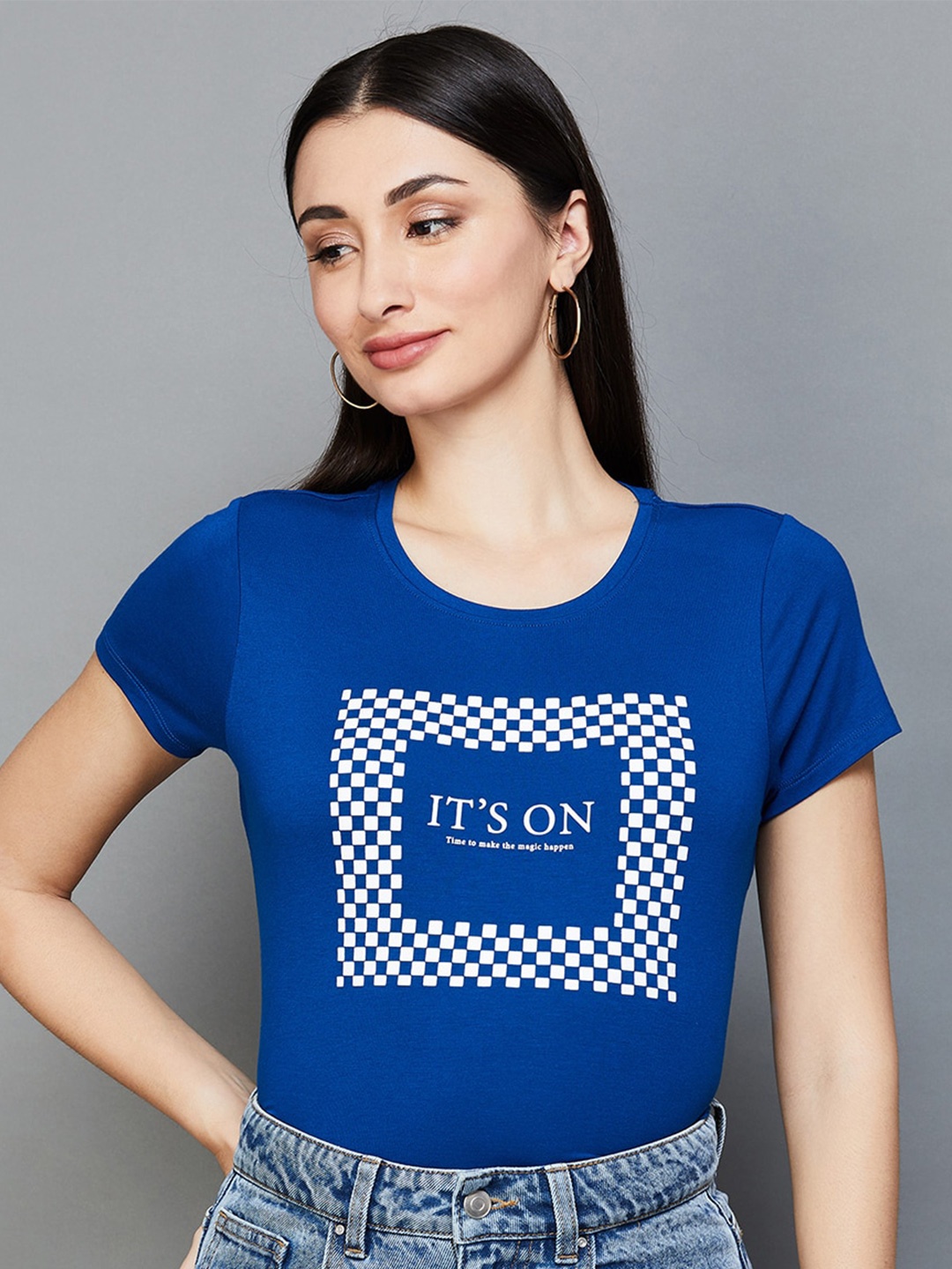 

Fame Forever by Lifestyle Women Typography Printed T-shirt, Blue