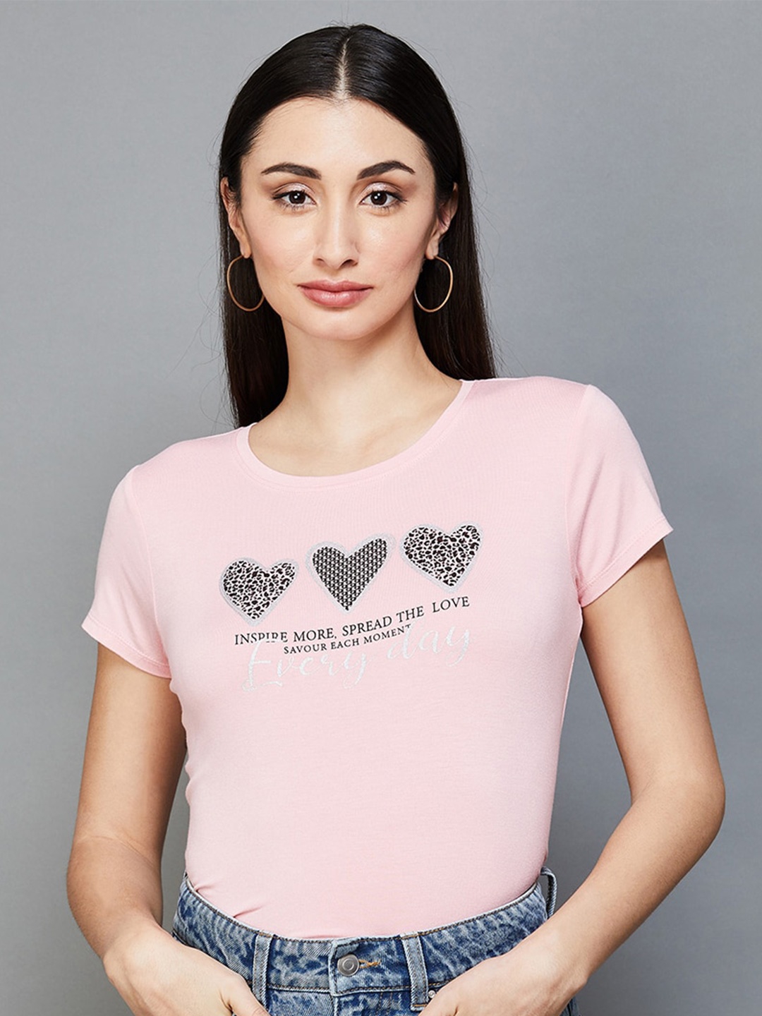 

Fame Forever by Lifestyle Printed Fitted Top, Pink