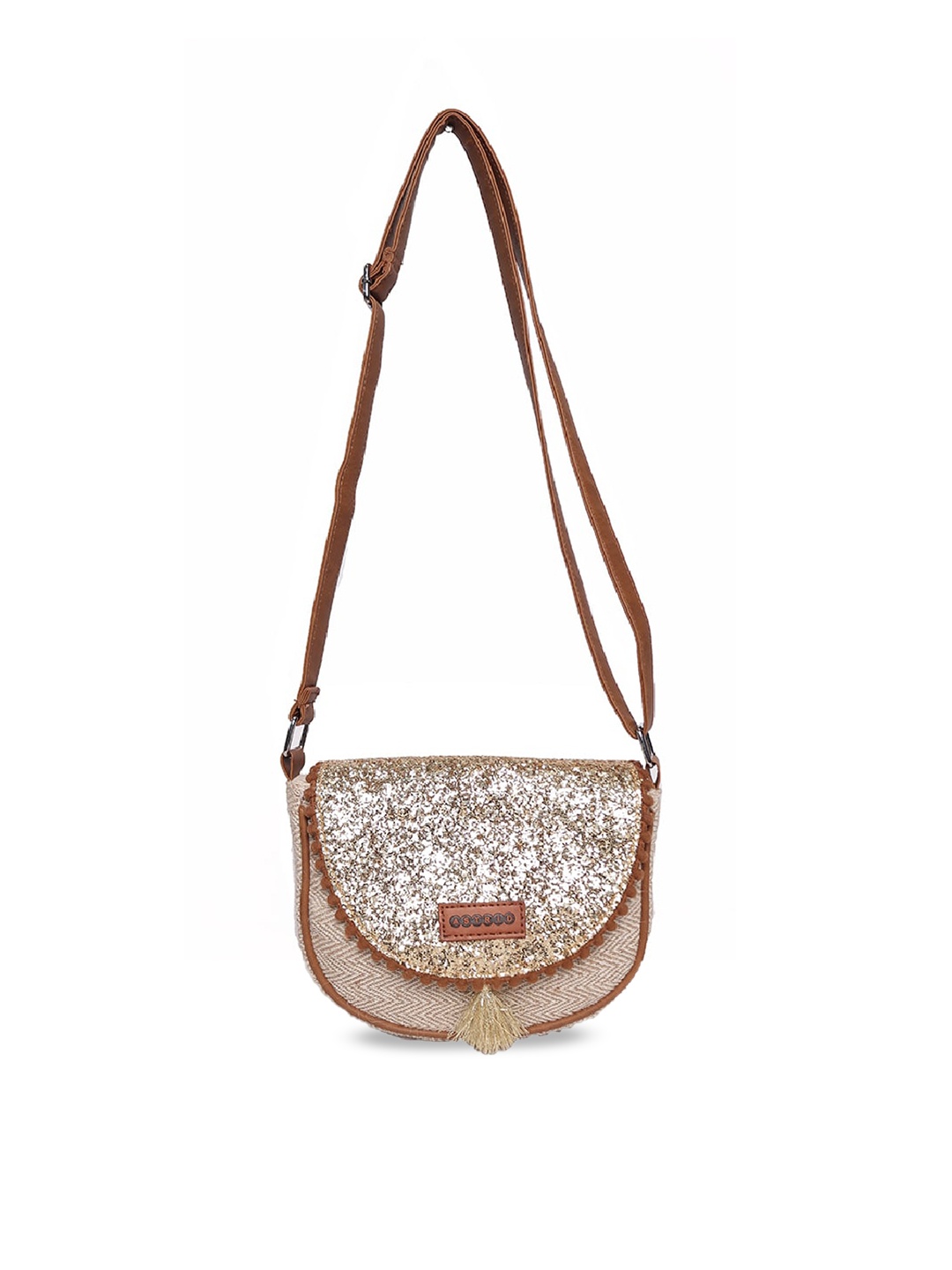 

ASTRID Self Desgn Half Moon Sling Bag, Beige