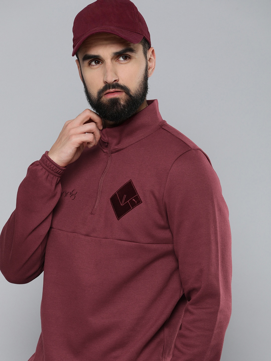 

one8 x PUMA Mock Collar Sweatshirt, Maroon