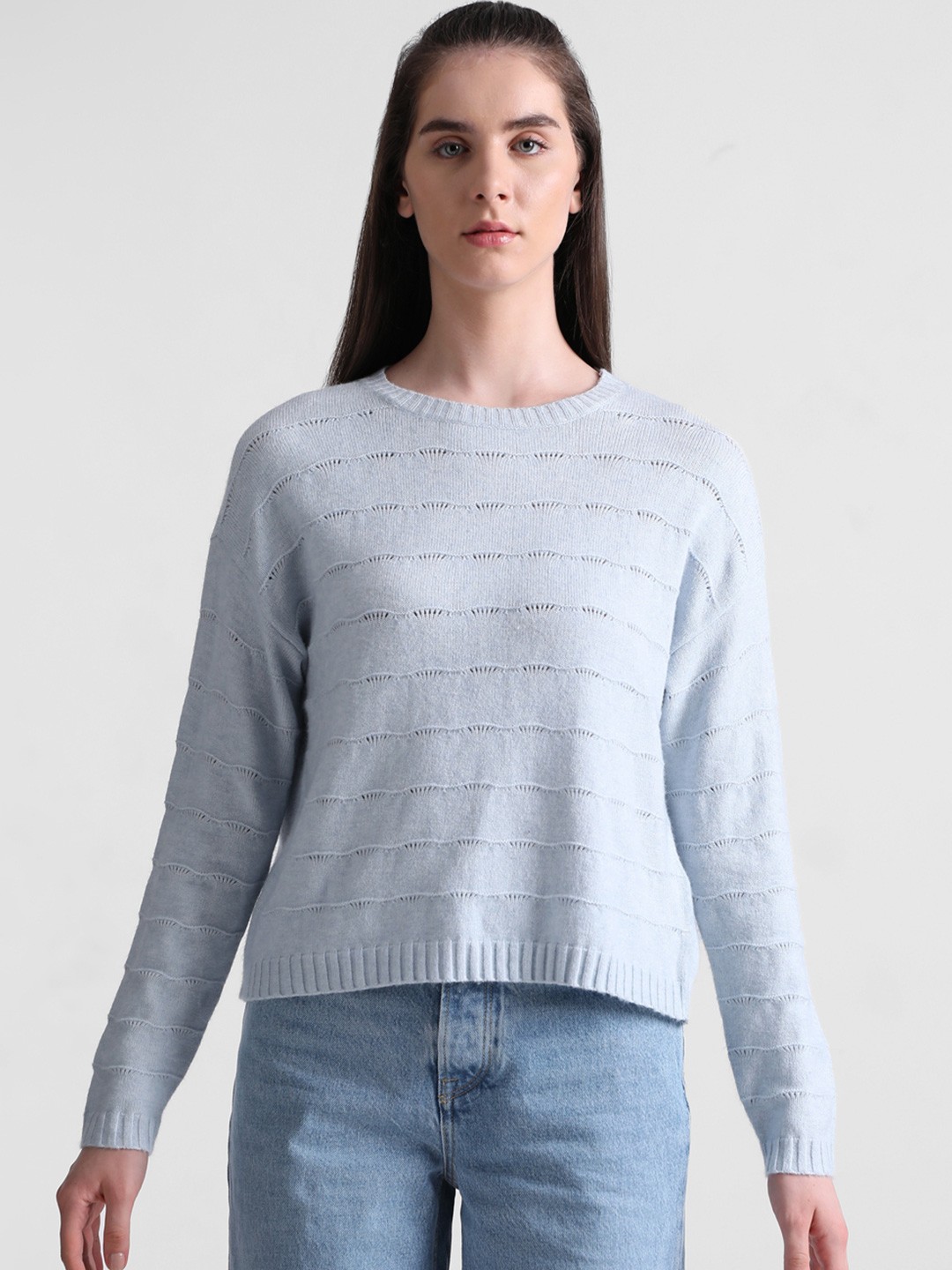 

ONLY Onlkatia Ls Struct Cable Knit Long Sleeves Pullover, Blue