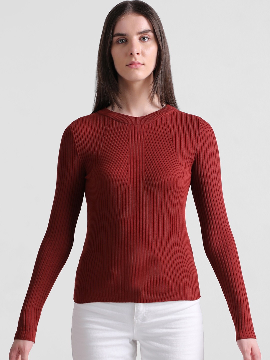 

ONLY Women Ribbed Pullover Sweater, Brown