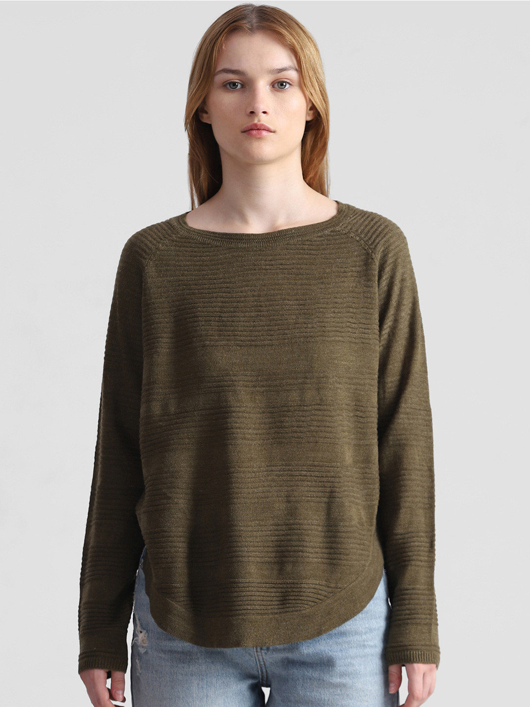 

ONLY Women Striped Pullover Sweater, Olive