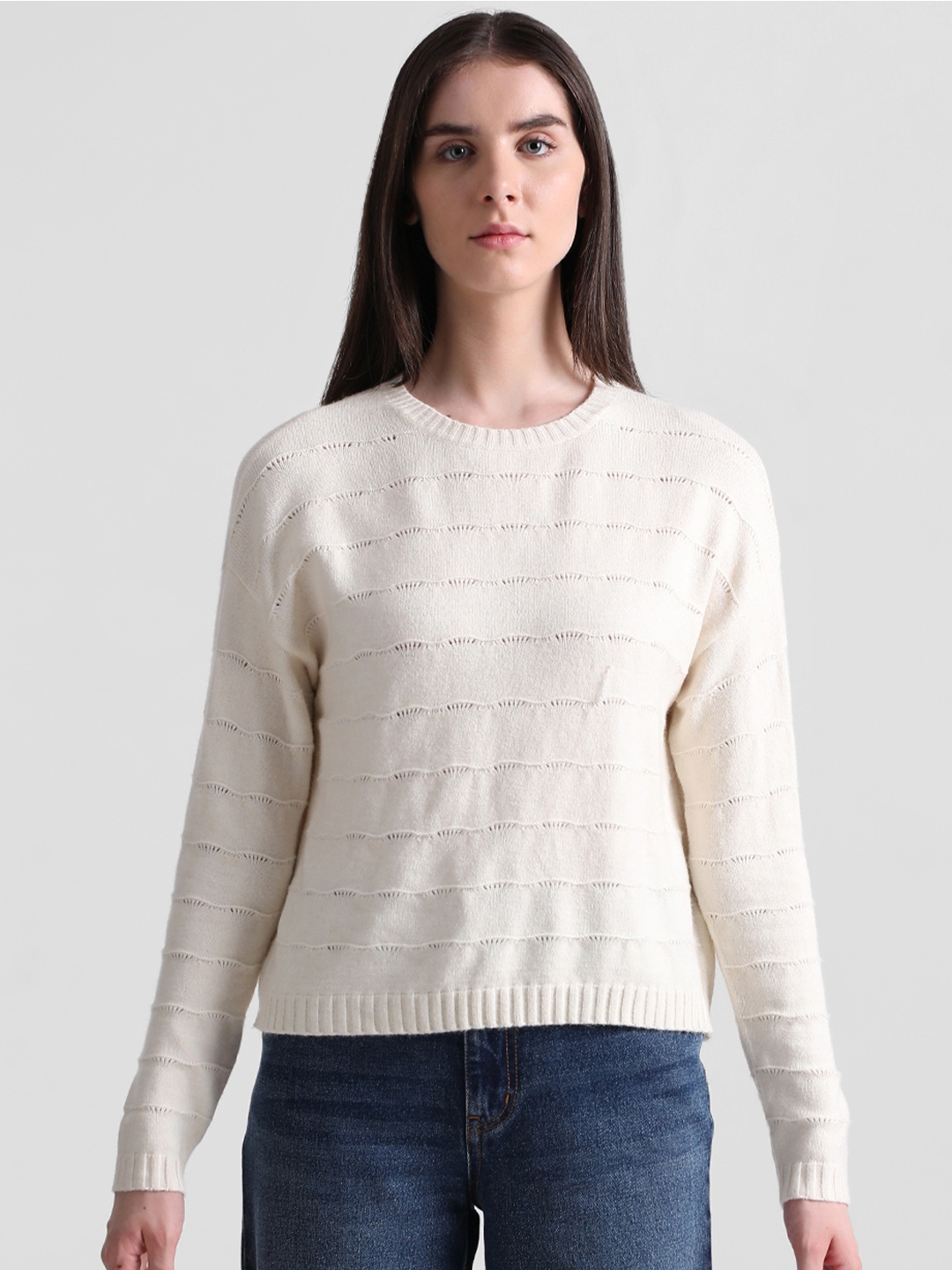 

ONLY Women Striped Pullover Sweater, Beige