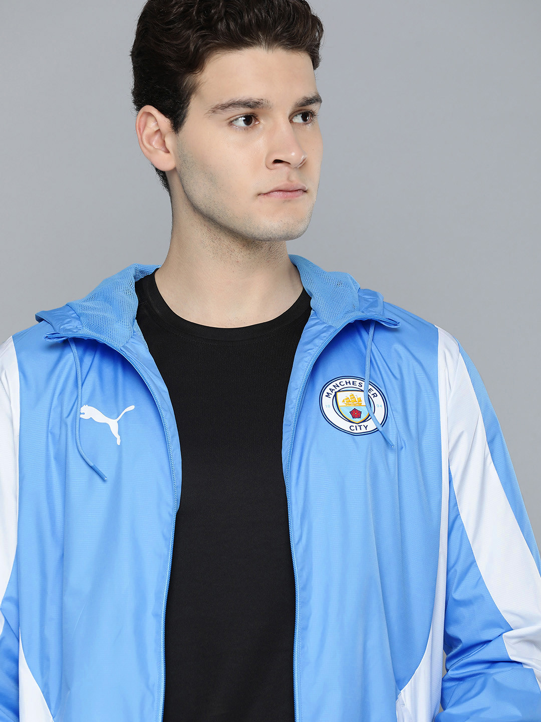 

Puma Manchester City Prematch Anthem Jacket with WindCell & RainCell Technology, Blue