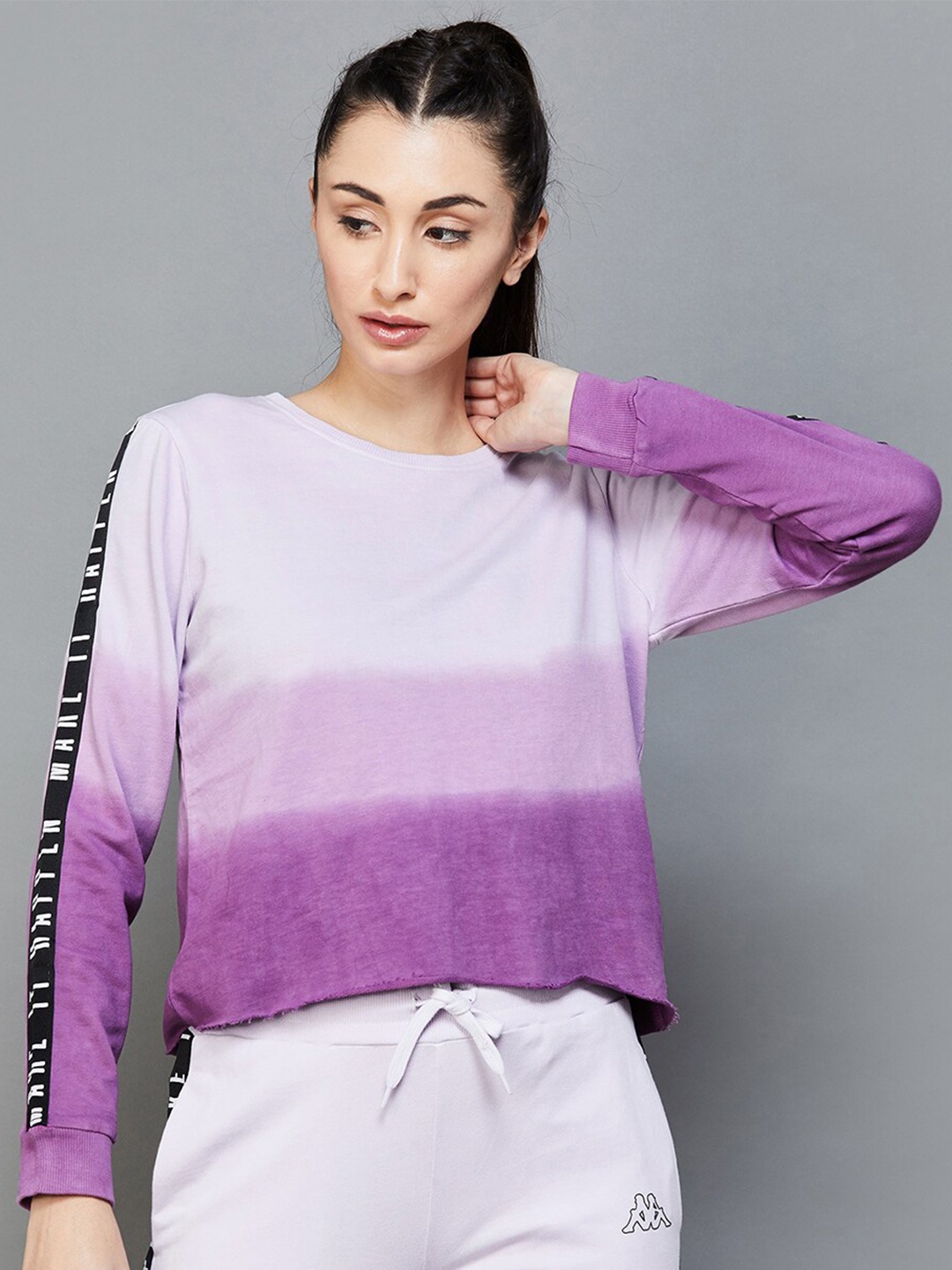

Kappa Colourblocked Pure Cotton Pullover, Purple