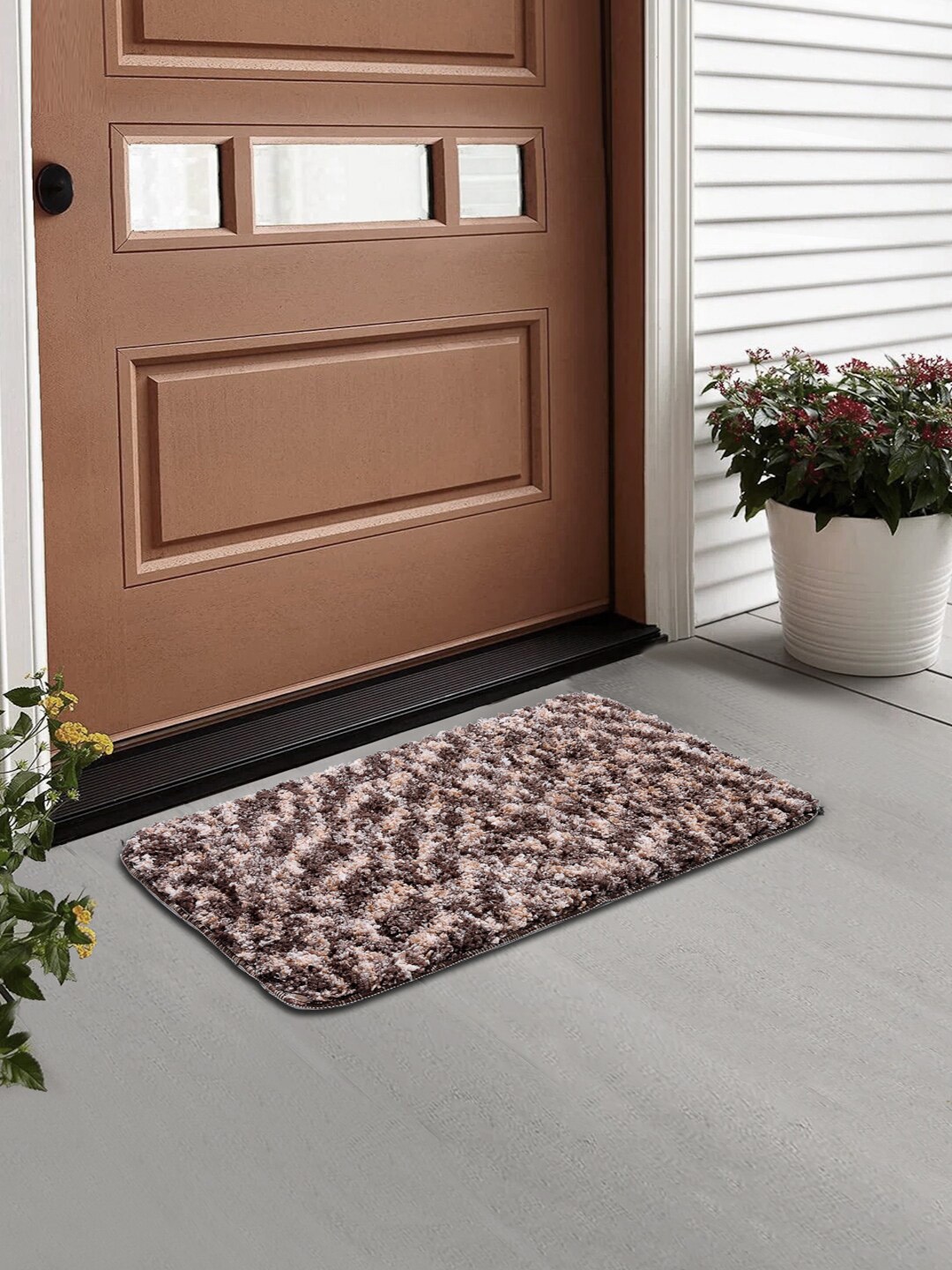 

FABINALIV Brown & Beige Abstract Anti-Skid Doormat