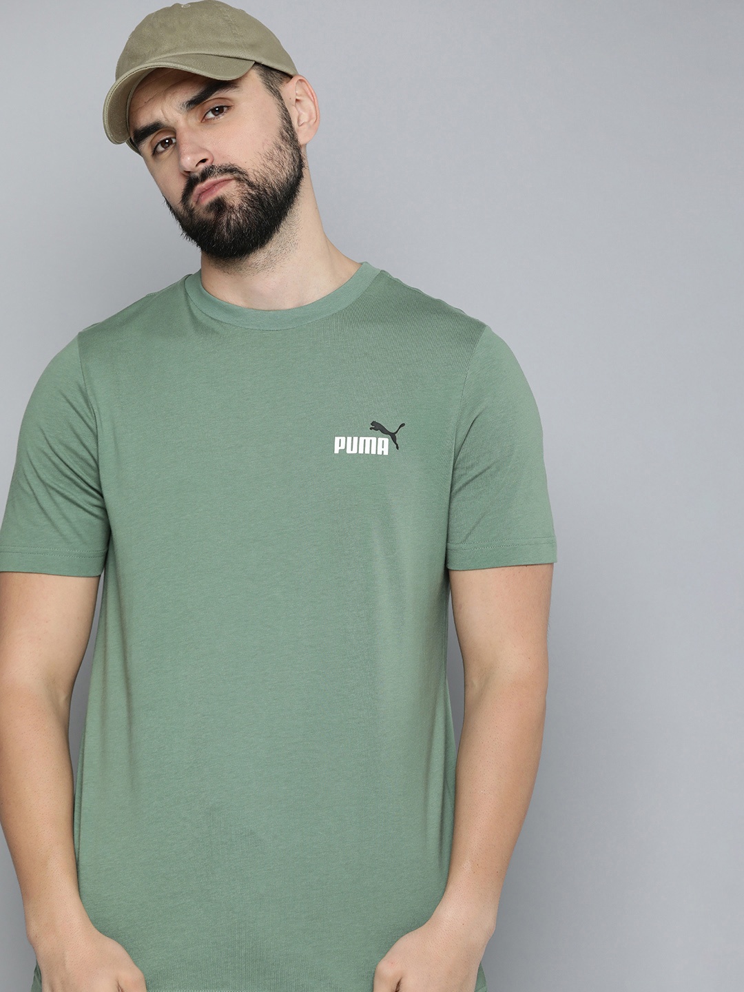 

Puma Essential+ 2 Col Small Brand Logo Printed Pure Cotton Outdoor T-shirt, Green