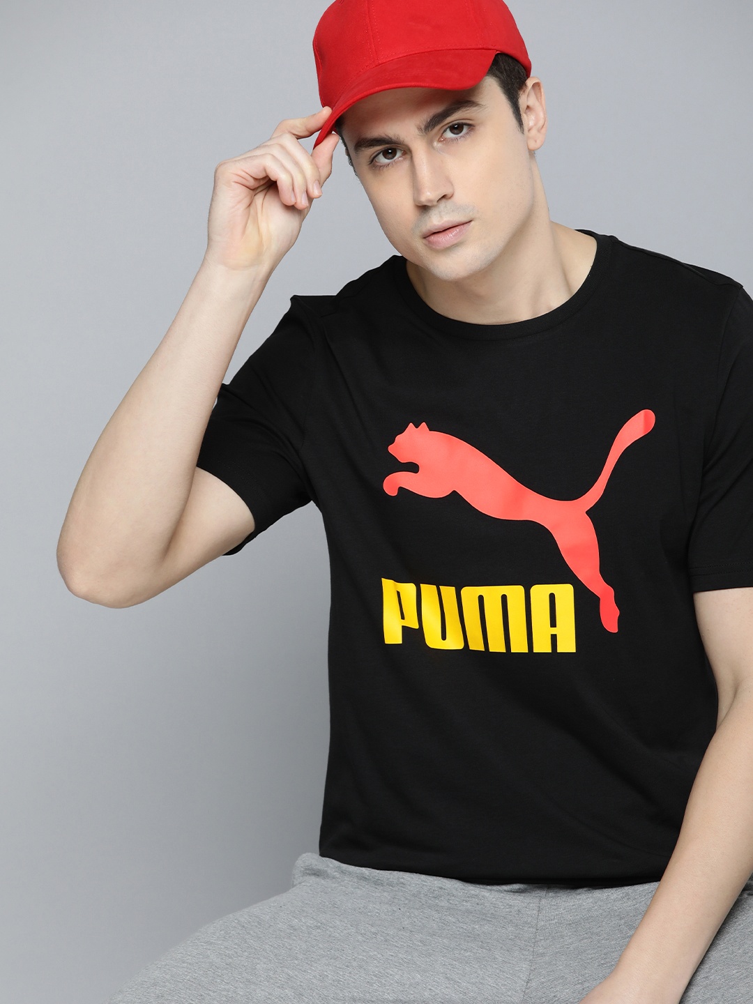 

Puma Classics Brand Logo Printed Pure Cotton Out Door T-shirt, Black