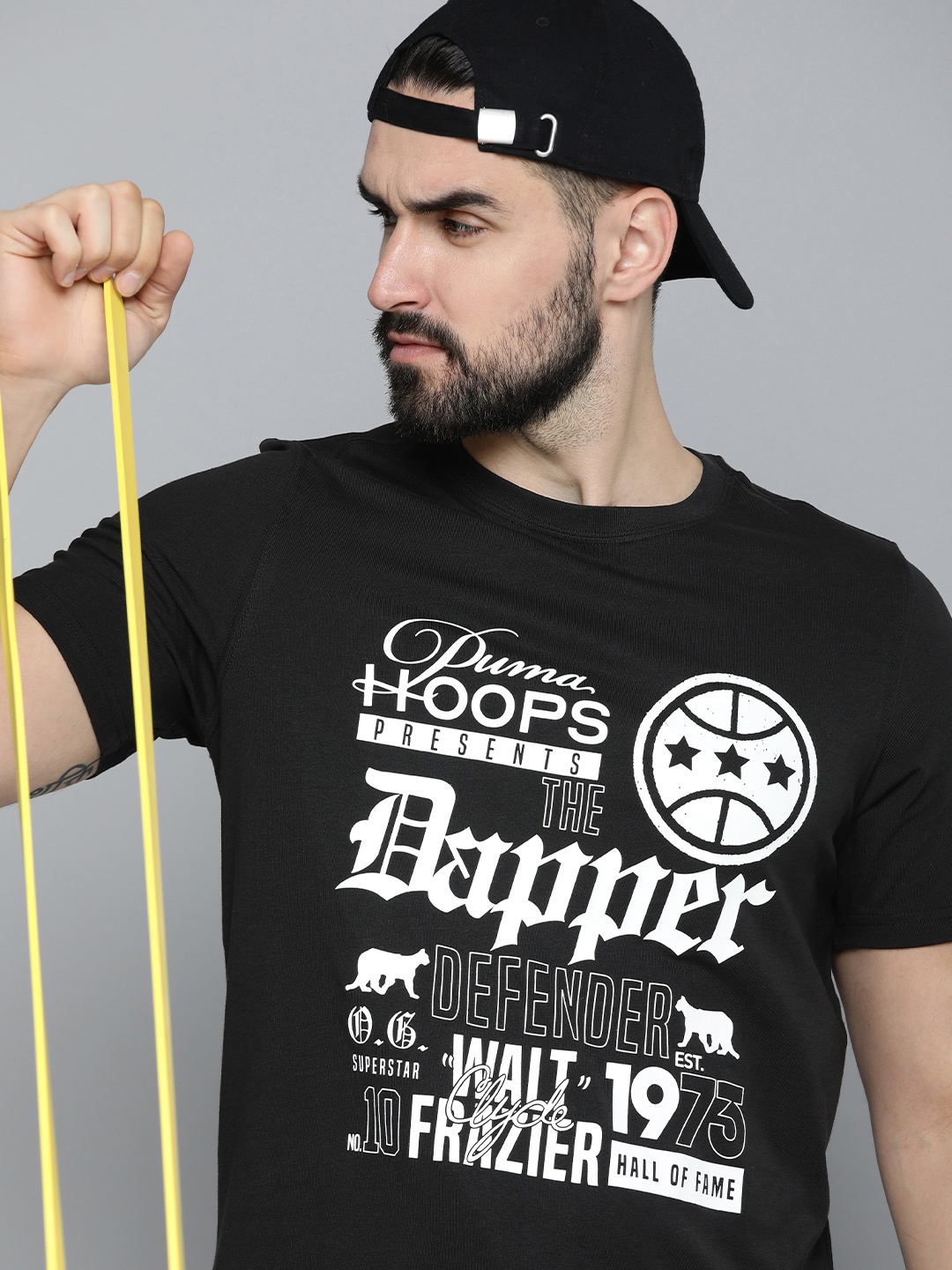 

Puma Clydes Closet Printed Pure Cotton Basketball T-shirt, Black