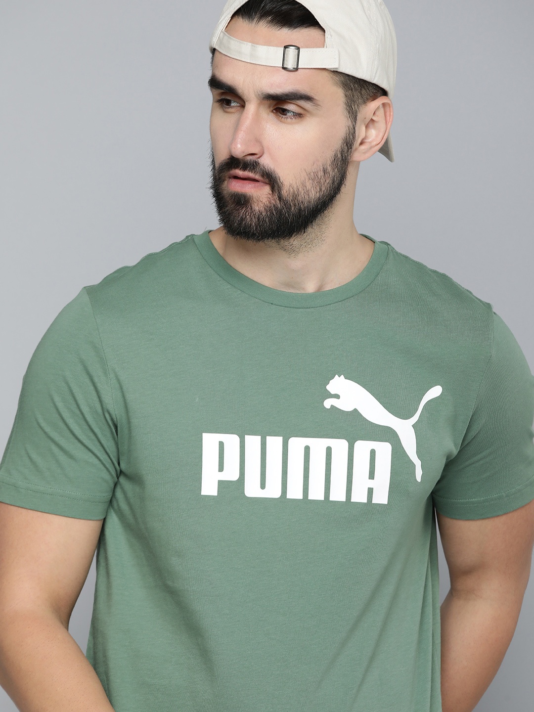 

Puma ESS Logo Printed Pure Cotton T-shirt, Green