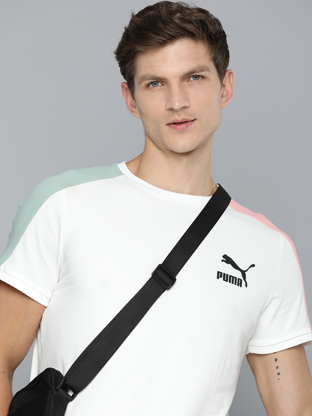 

Puma T7 Iconic Slim Fit Round Neck T-shirt, White