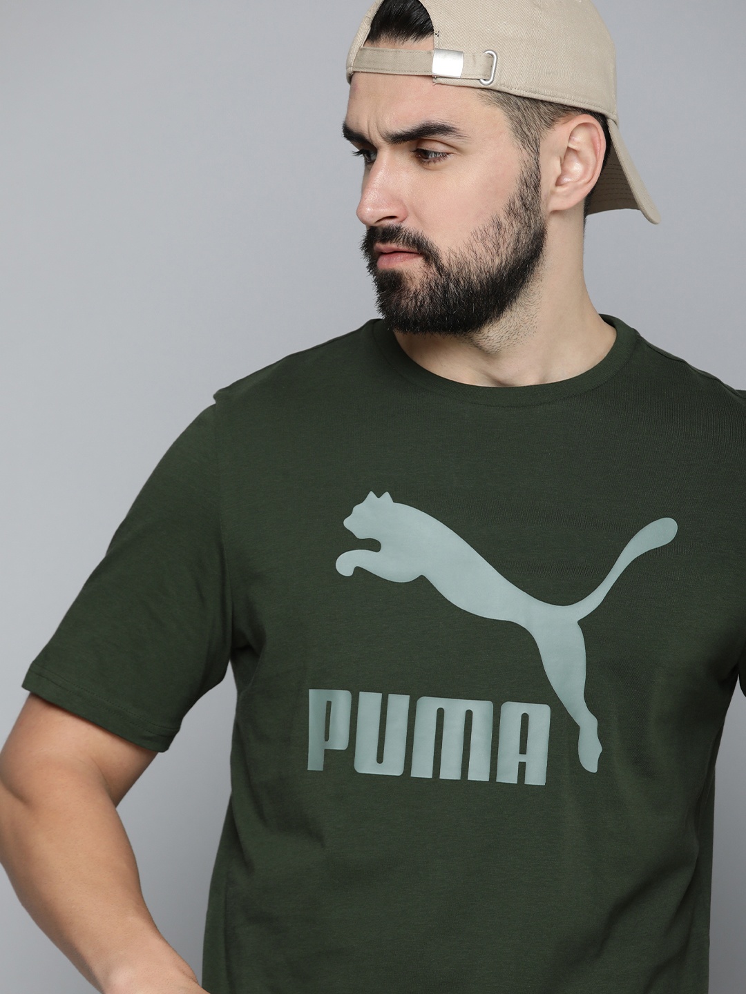 

Puma Classics Brand Logo Printed Pure Cotton Out Door T-shirt, Green