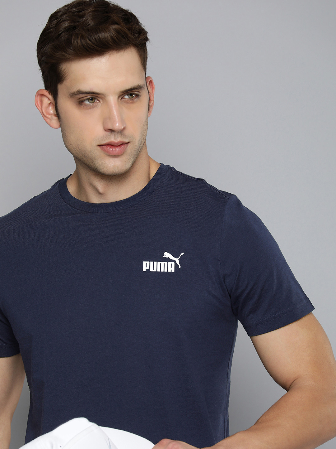 

Puma Essentials Logo Printed Pure Cotton T-shirt, Navy blue