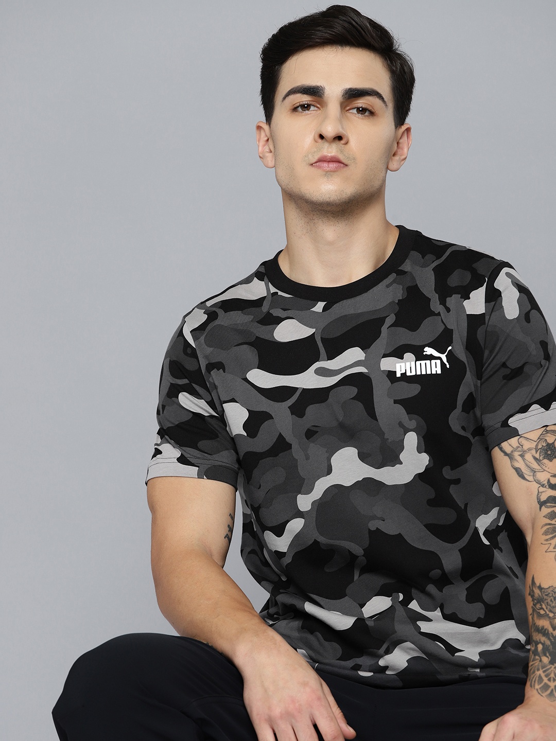 

Puma ESS Camouflage AOP Printed T-shirt, Black