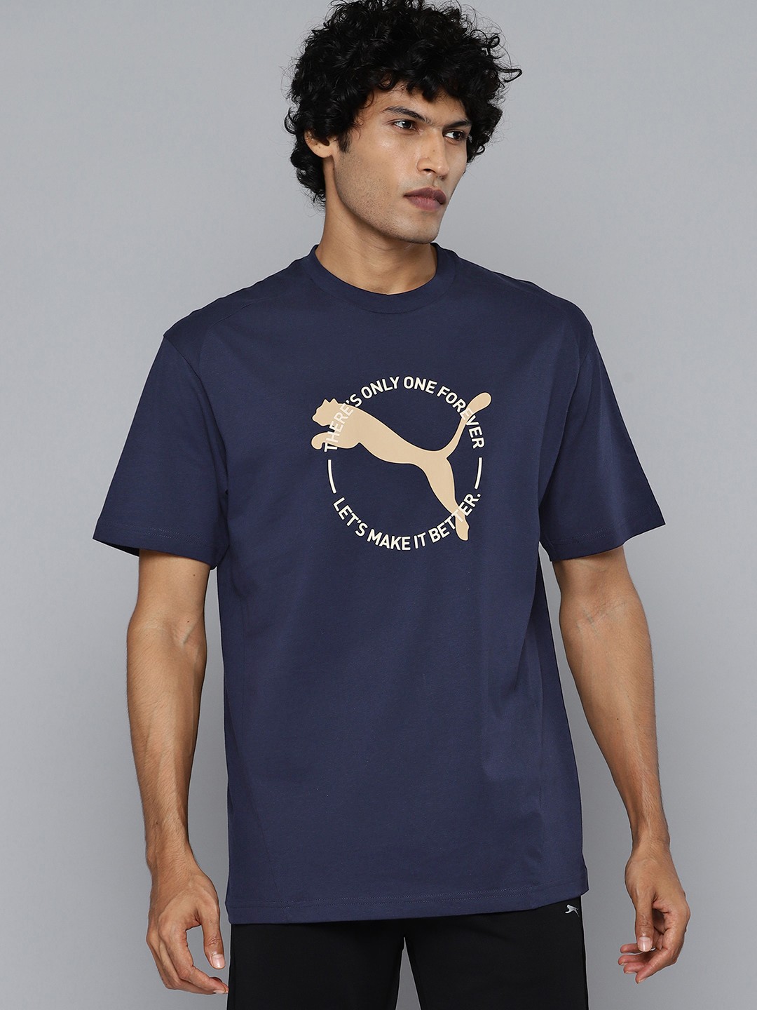 

Puma Better Sportswear Logo Print Cotton T-shirt, Navy blue