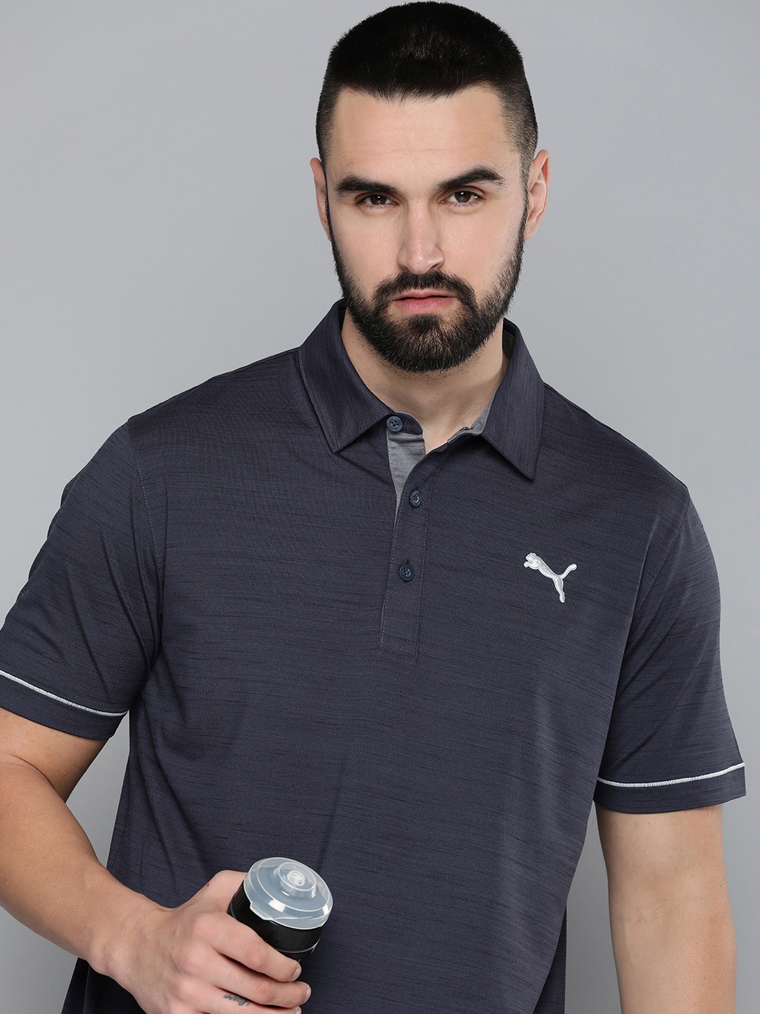 

Puma Embroidered dryCELL Cloudspun Haystack Golf Polo Collar T-shirt, Navy blue
