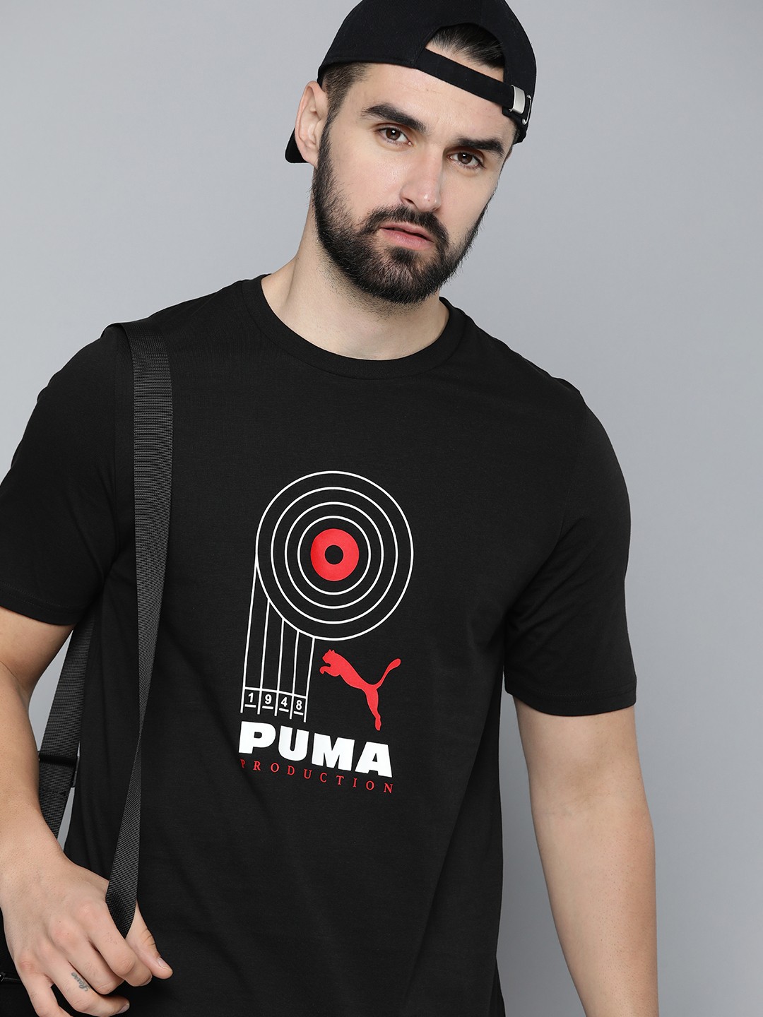 

Puma Graphic Printed Production Pure Cotton T-shirt, Black