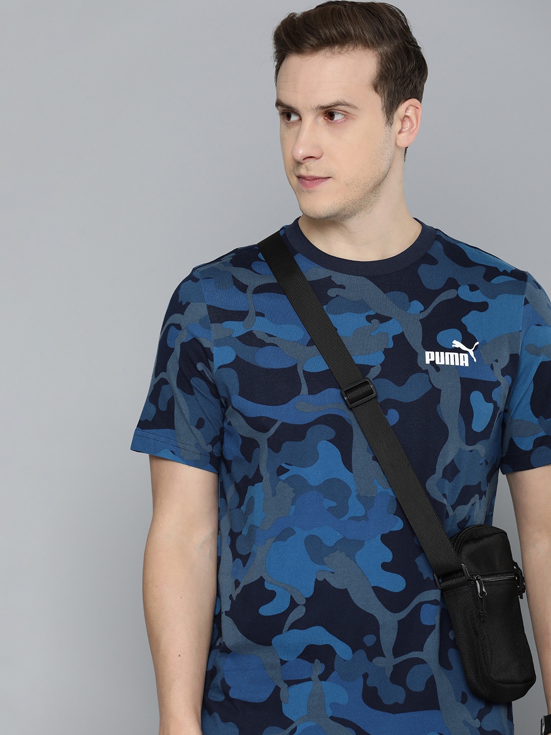 

Puma ESS CAMO AOP Camouflage Printed Pure Cotton T-shirt, Blue