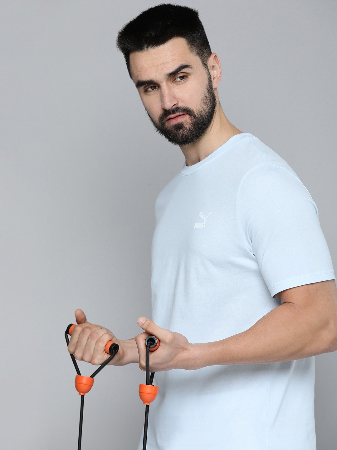 

Puma Classics Small Logo Printed Pure Cotton Out Door T-shirt, Blue