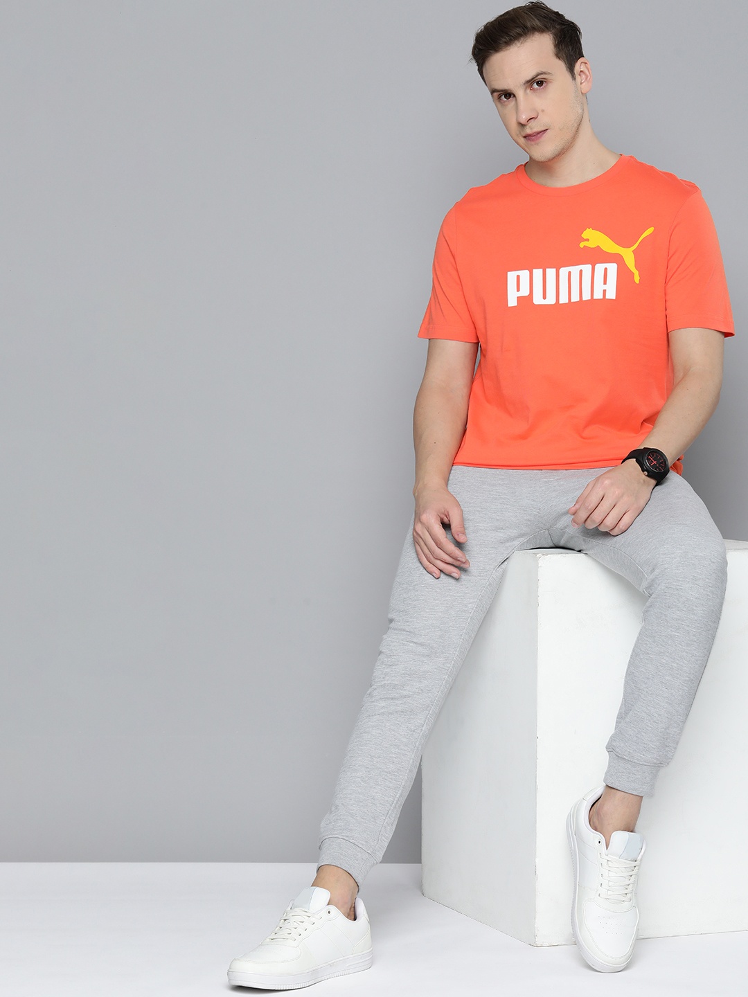 

Puma Essentials+ 2 Brand Logo Printed Pure Cotton T-shirt, Orange