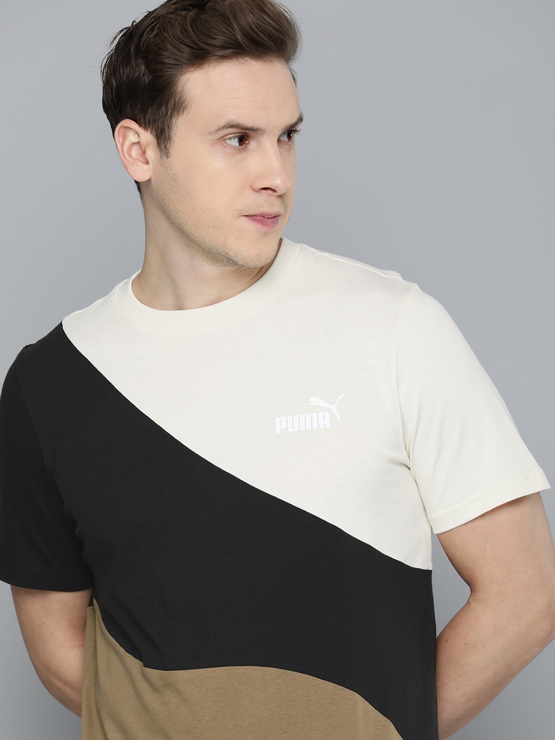 

Puma POWER Cat Colourblocked T-shirt, Brown