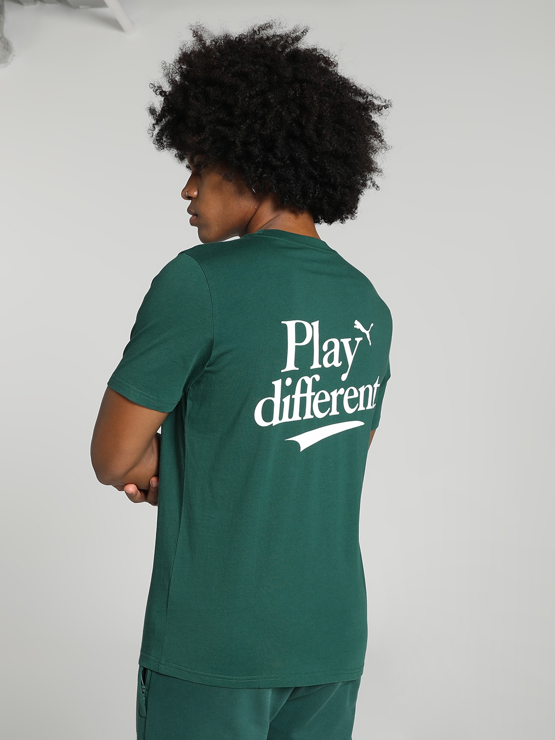 

Puma LEGACY Graphic Typography Printed Pure Cotton Outdoor T-shirt, Green