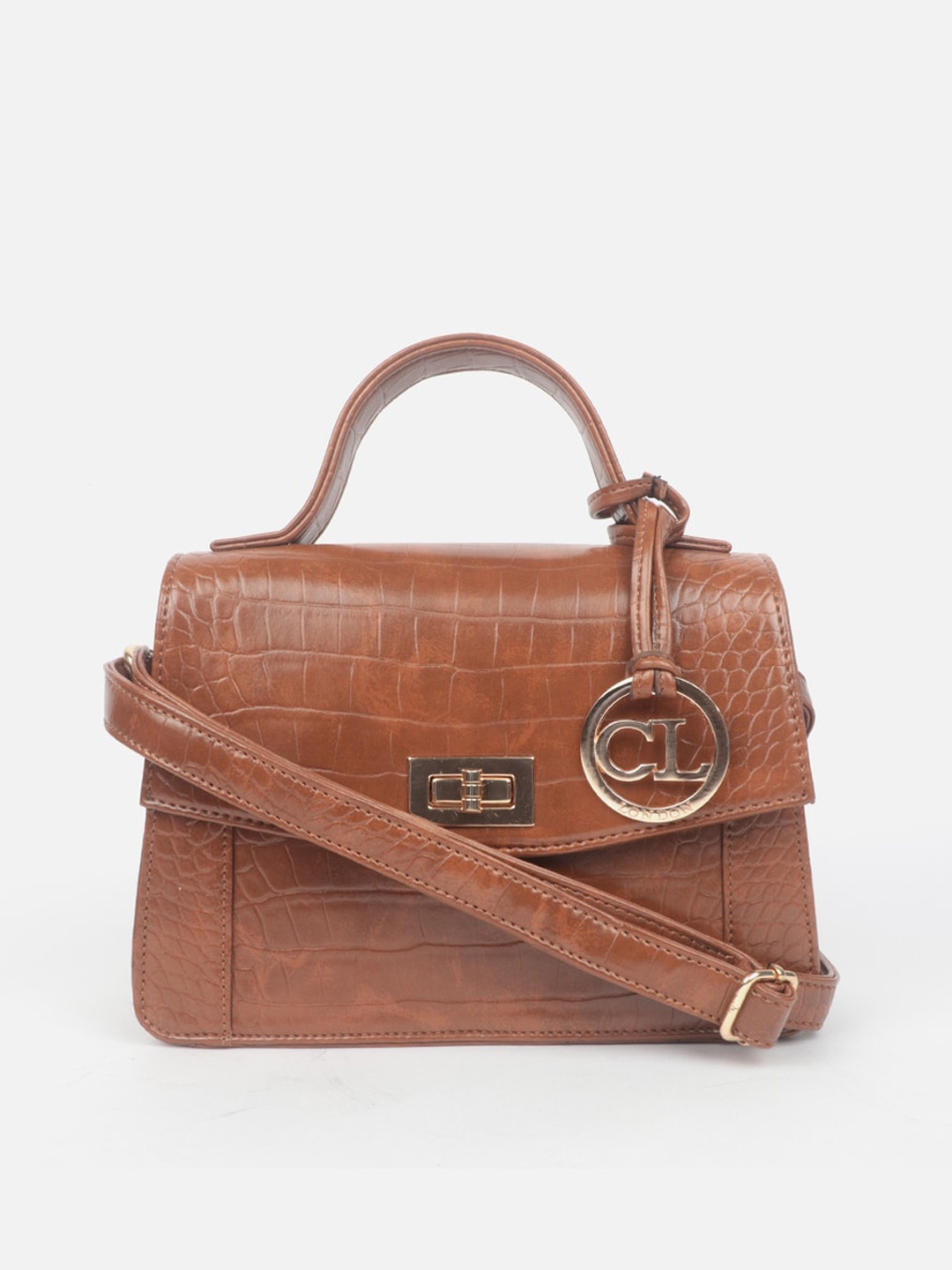 

Carlton London Textured Structured Satchel, Brown