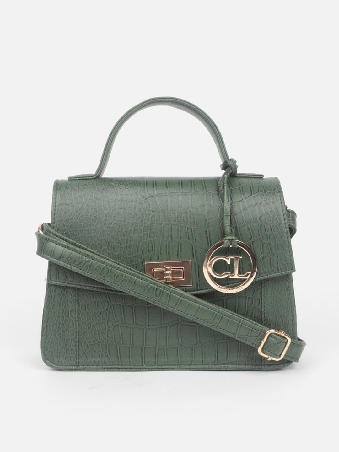 

Carlton London Textured Structured Satchel, Green